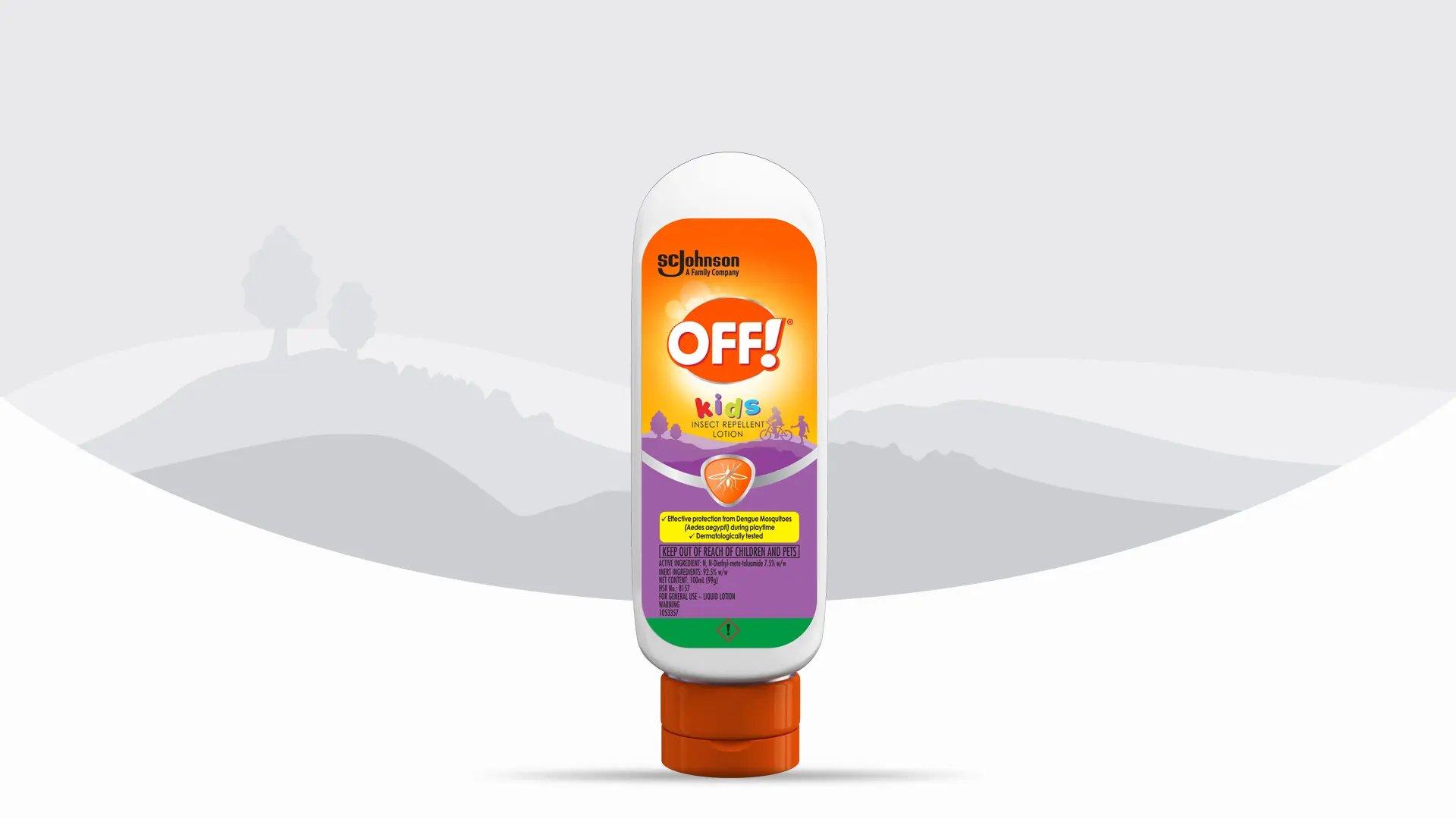 Front of an OFF!® Kids Lotion bottle