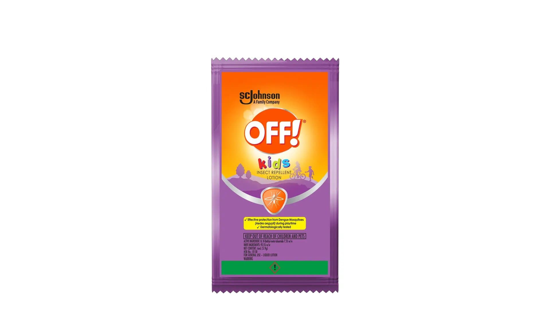 Front of an OFF!® Kids Lotion sachet